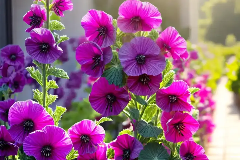 Alcea rosea ‘blacknight’ (hollyhock) — photo 2