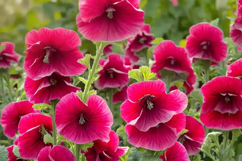 Alcea rosea ‘chater’s double maroon’ (hollyhock) — photo 2