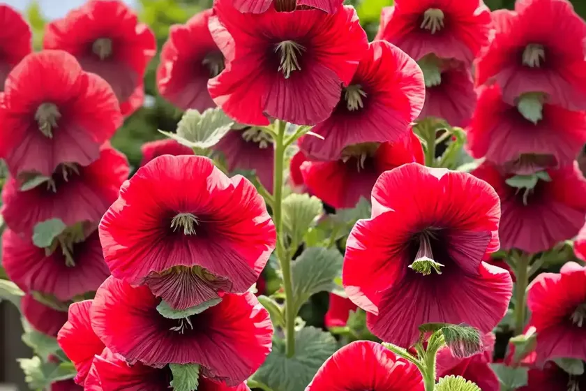 Alcea rosea ‘chater’s double maroon’ (hollyhock) — photo 3