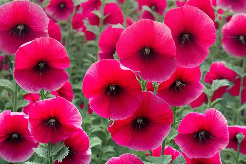 Alcea rosea ‘chater’s double red’ (hollyhock)