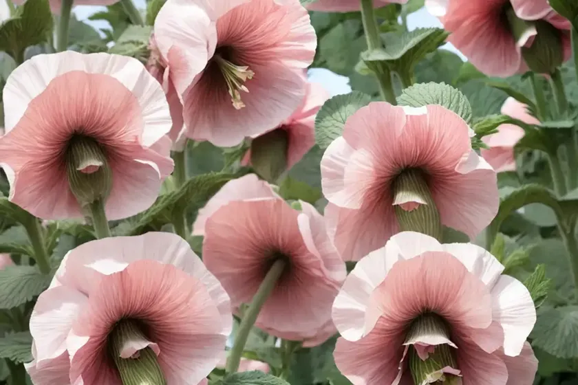 Alcea rosea ‘chater’s double salmon pink’ (hollyhock) — photo 2