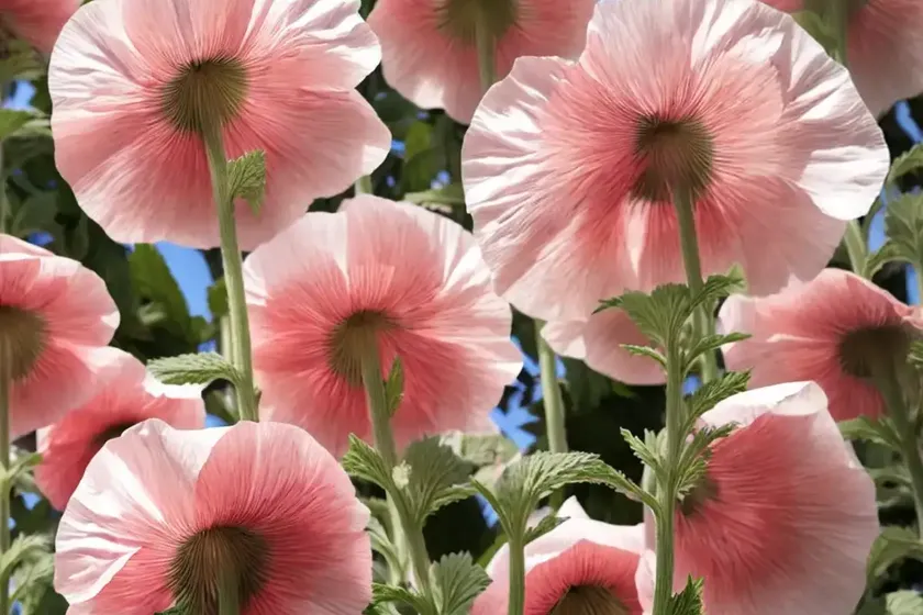 Alcea rosea ‘chater’s double salmon pink’ (hollyhock) — photo 3