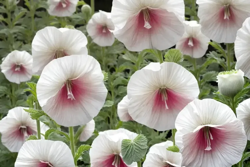 Alcea rosea ‘chater’s double white’ (hollyhock) — photo 2