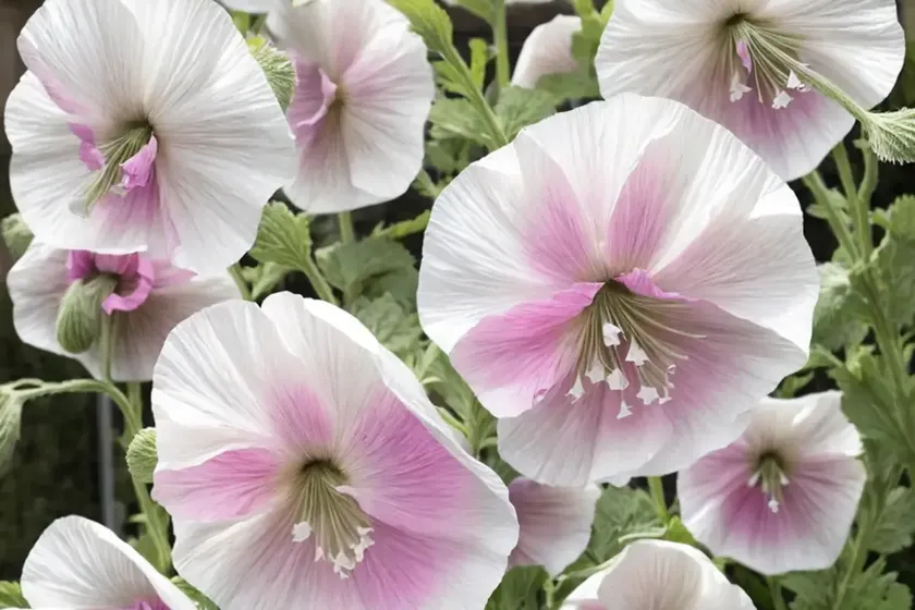 Alcea rosea ‘chater’s double white’ (hollyhock) — photo 3