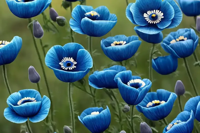 Anemone coronaria ‘blue poppy’)