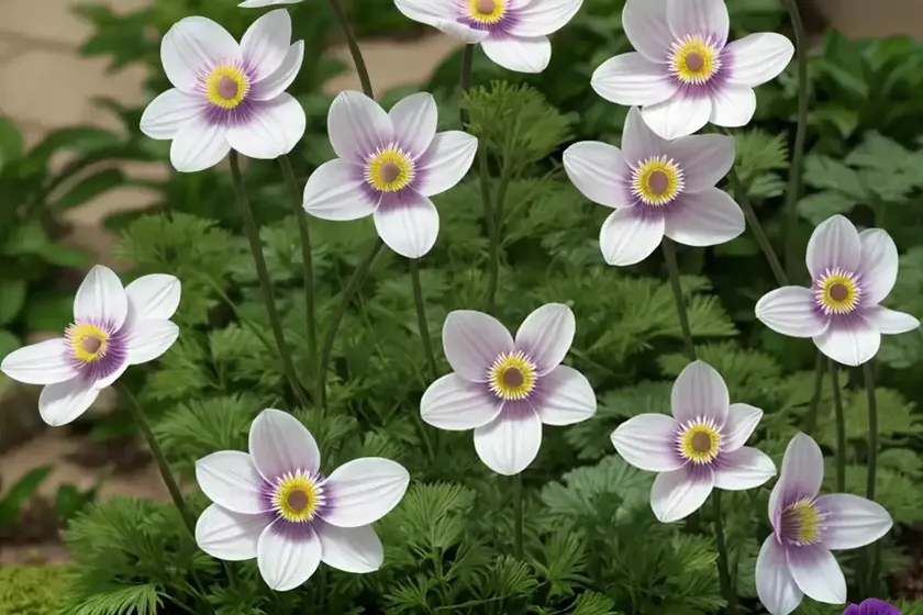 Anemone hupehensis ‘bressingham glow’ (japanese anemone)