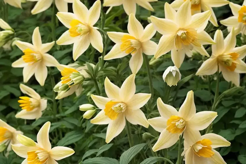 Aquilegia chrysantha ‘yellow queen’ (golden columbine) — photo 2