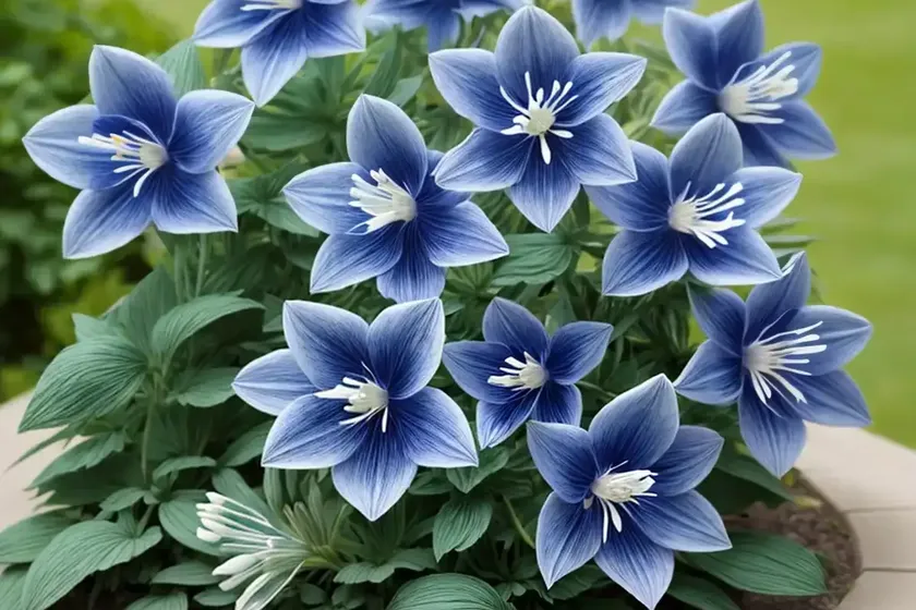 Aquilegia coerulea kirigami deep blue & white (columbine) — photo 3