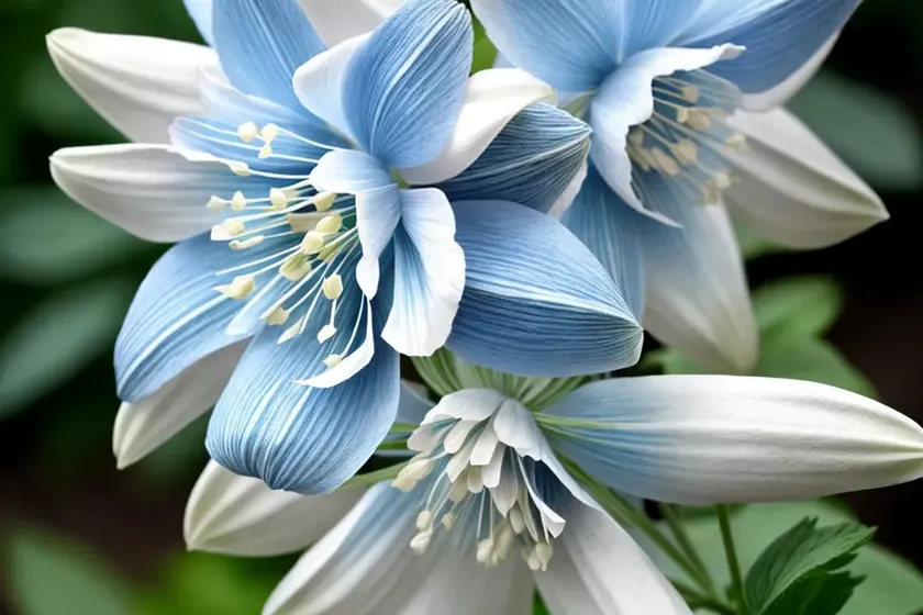 Aquilegia coerulea kirigami light blue & white (columbine) — photo 2