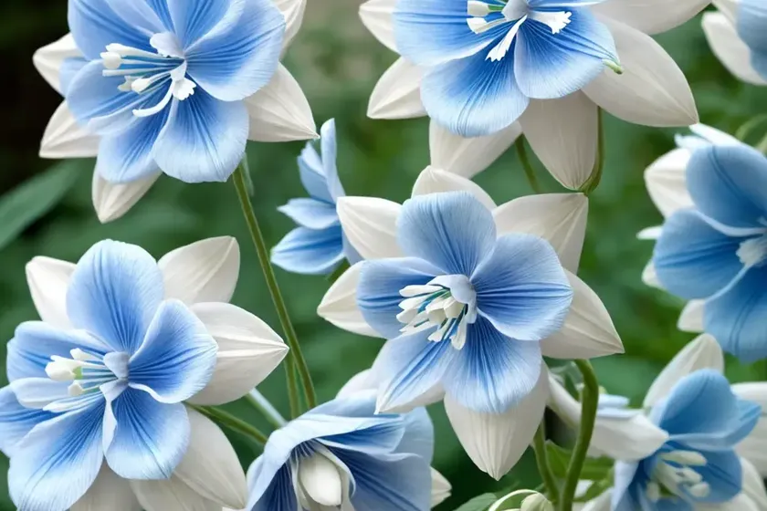 Aquilegia coerulea kirigami light blue & white (columbine) — photo 3