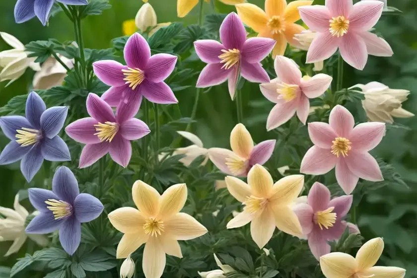 Aquilegia coerulea kirigami yellow (columbine) — photo 2