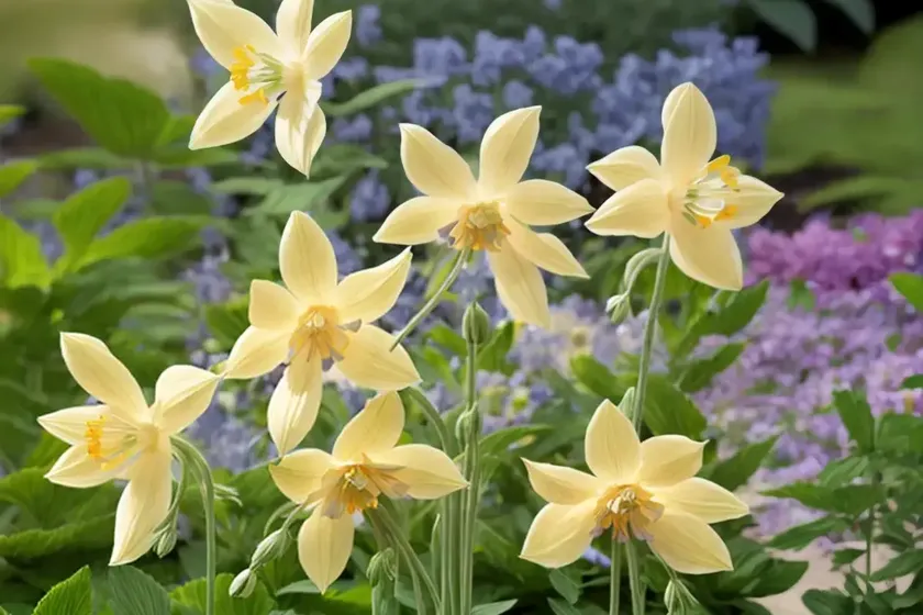 Aquilegia coerulea kirigami yellow (columbine) — photo 3