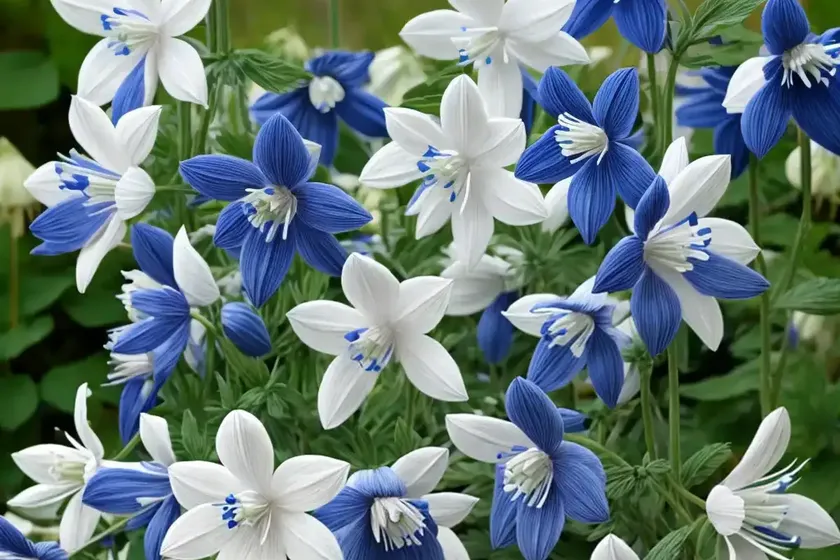 Aquilegia vulgaris ‘winky blue-white’ (columbine) — photo 3