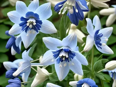 Aquilegia Vulgaris ‘Winky Blue-White’ (Columbine)