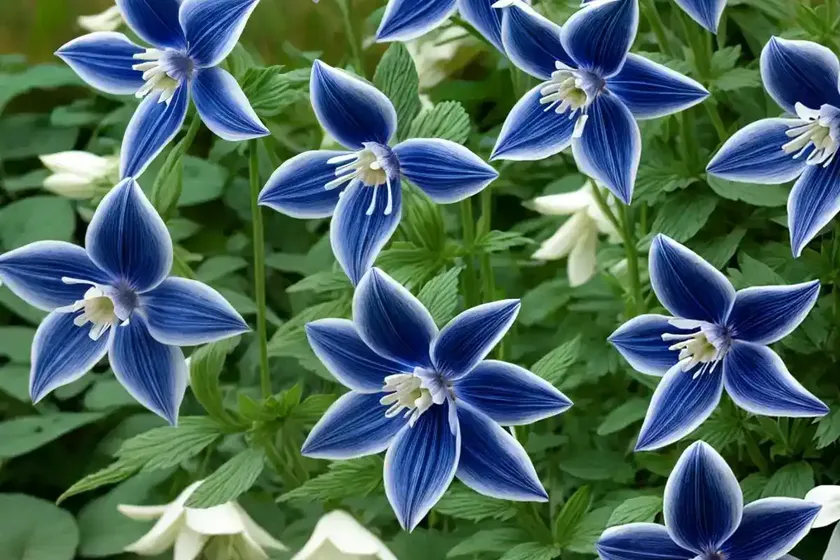 Aquilegia vulgaris ‘winky double dark-blue-white’ (columbine) — photo 3