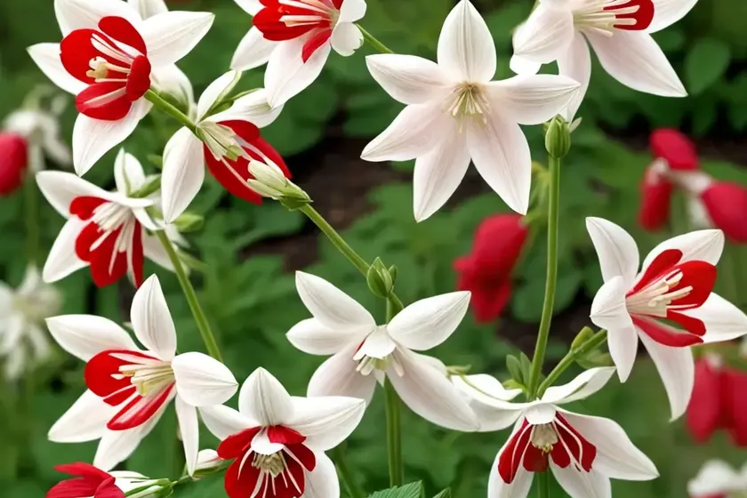 Aquilegia vulgaris ‘winky red-white’ (columbine) — photo 2