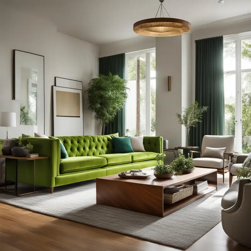 Bright green sofa