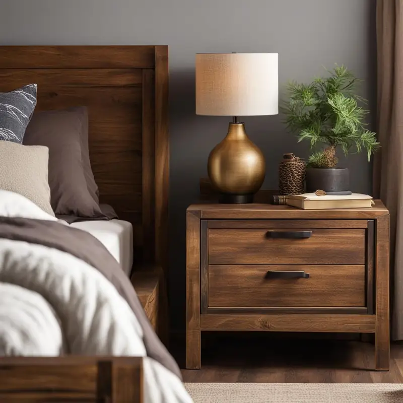 Solid wood rustic nightstand
