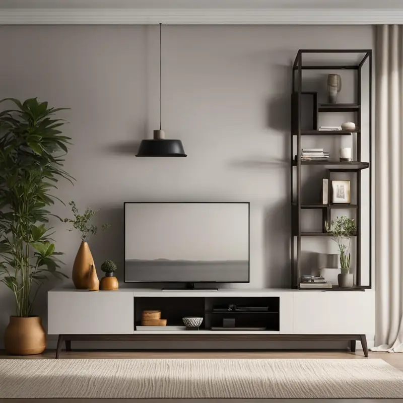 Compact tv stand in a small apartment