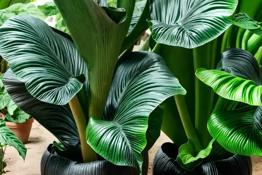 Black elephant ears (colocasia esculenta ‘black ripple’) — photo 2