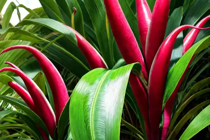 Blood banana (musa acuminata ‘zebrina’)