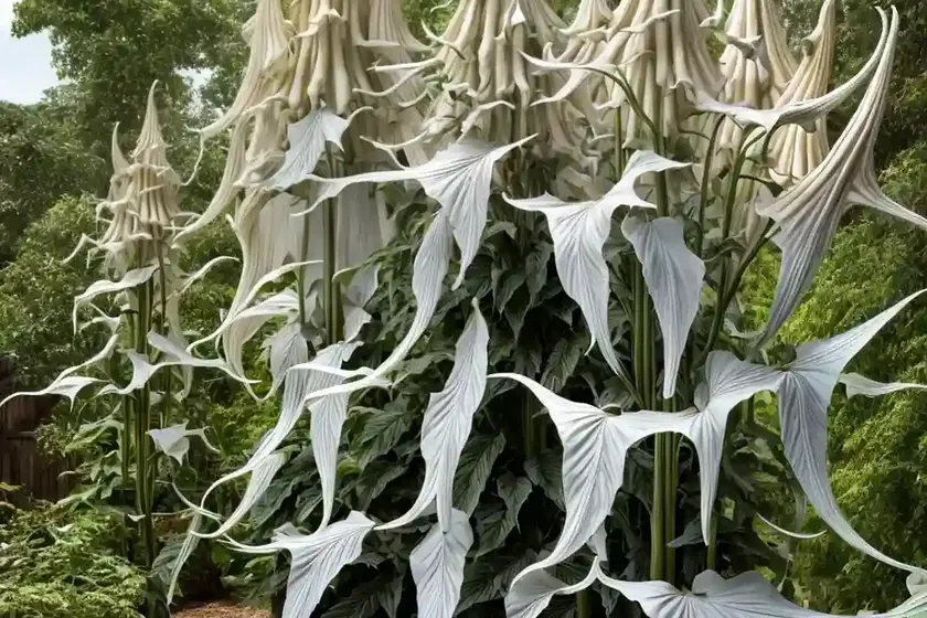Brugmansia x cubensis ‘charles grimaldi’ (angel’s trumpet) — photo 3