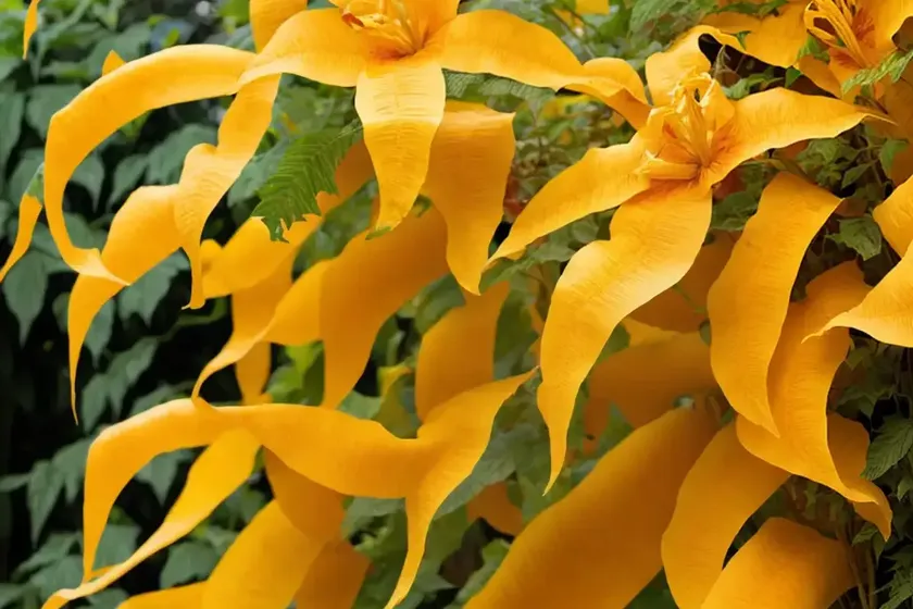 Campsis radicans f. flava (yellow trumpet vine) — photo 2