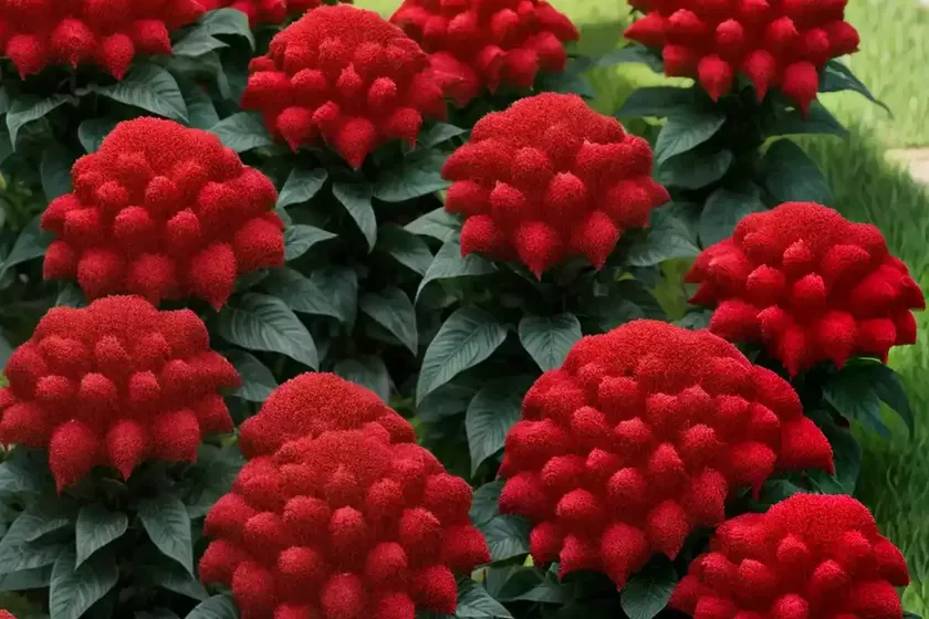 Celosia argentea var. cristata ‘tornado red’ (cockscomb)