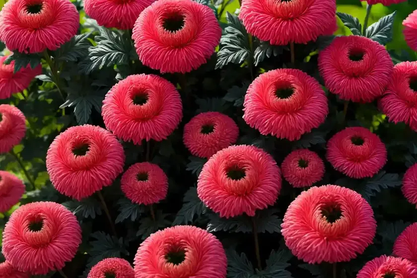 Chrysanthemum ‘ruby mound’)