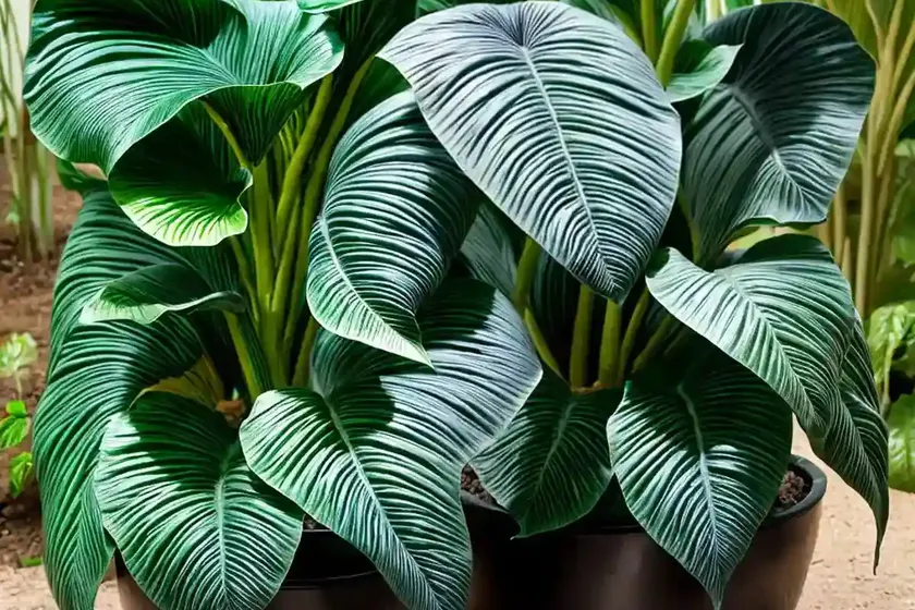 Colocasia esculenta ‘fontanesii’ (black stem elephant ear) — photo 3