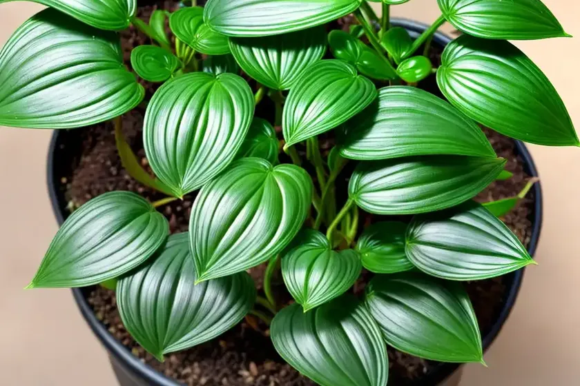 Dark green beetle radiator plant (peperomia angulata ‘rocca scuro’) — photo 2