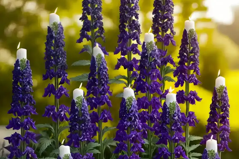 Delphinium black knight group (candle larkspur) — photo 2