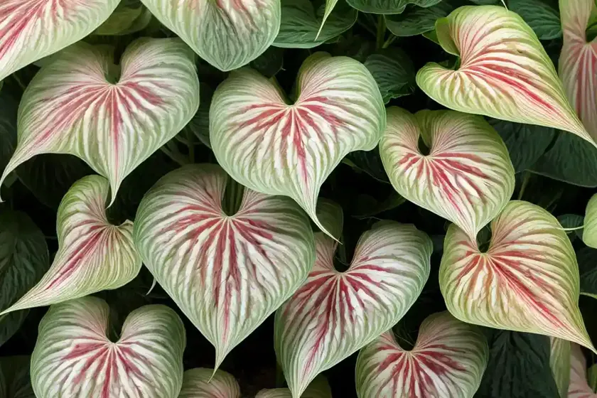 Florida moonlight caladiums (caladium ‘florida moonlight’)