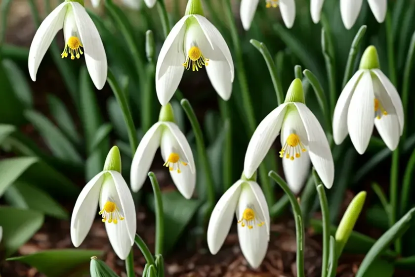 Galanthus plicatus ‘wendy’s gold’ (pleated snowdrop) — photo 2