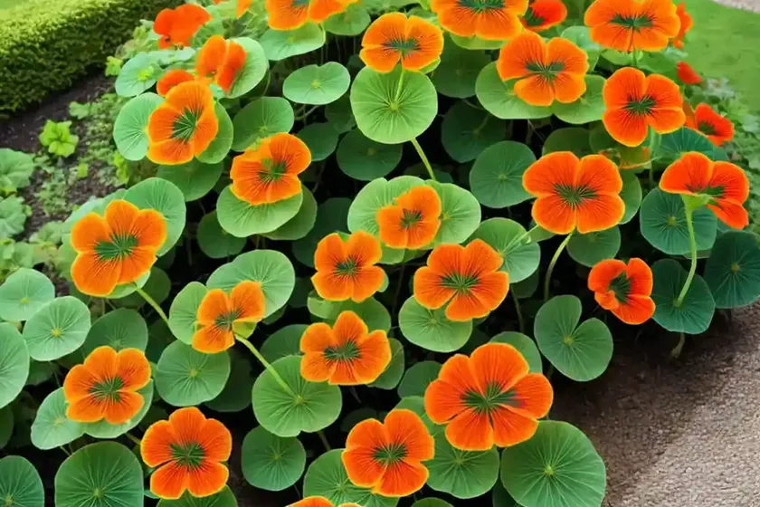 Garden nasturtium (tropaeolum majus)