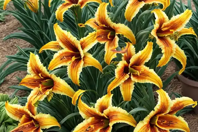 Hemerocallis ‘tiger swirl’ (daylily)