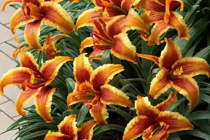 Hemerocallis ‘tuscawilla tigress’ (reblooming daylily)