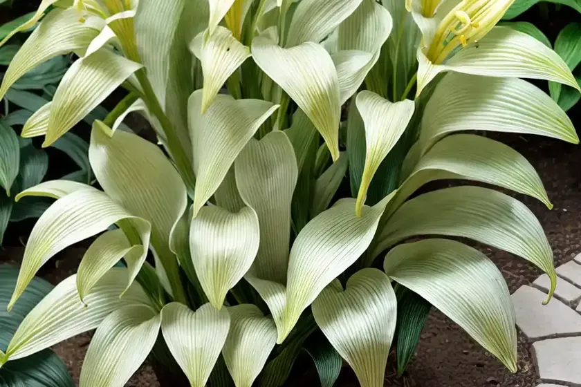 Hosta ‘pocketful of sunshine’ (plantain lily)