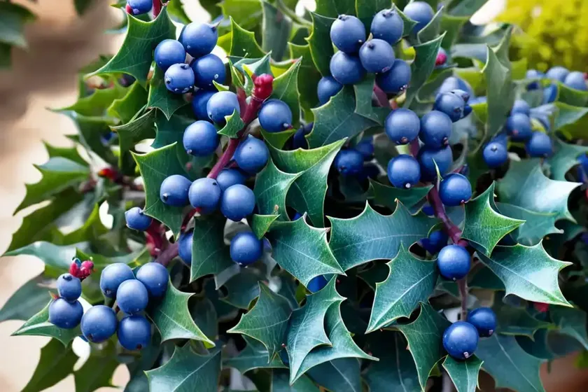 Ilex x meserveae ‘blue princess’ (blue holly) — photo 3