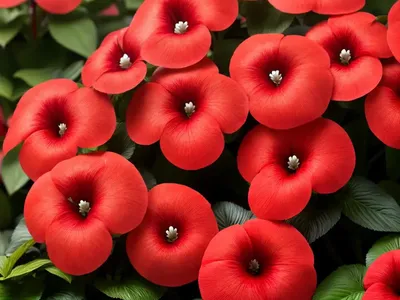Impatiens ‘Infinity Blushing Crimson’)