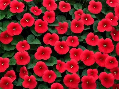 Impatiens ‘Sunpatiens Spreading Carmine Red’)