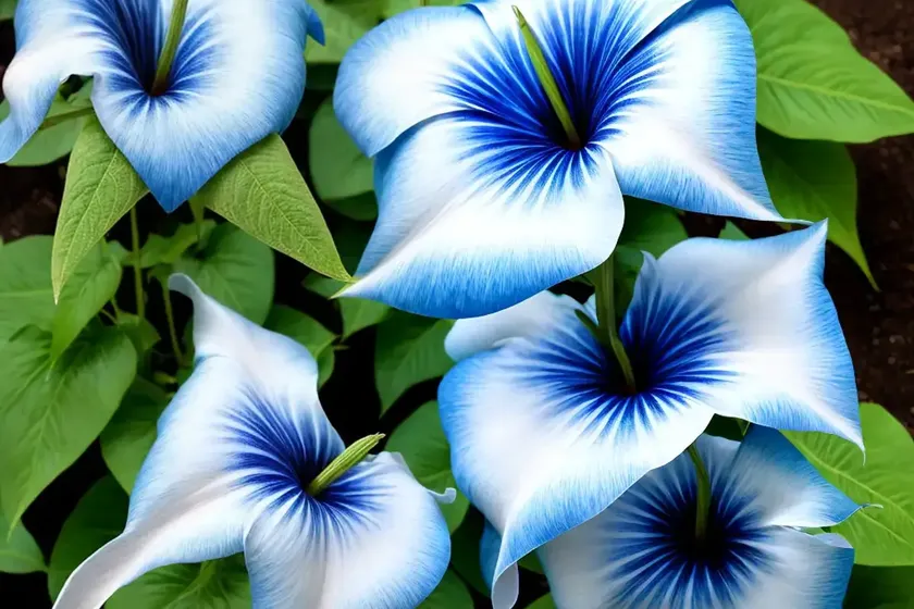 Ipomoea tricolor ‘heavenly blue’ (morning glory)