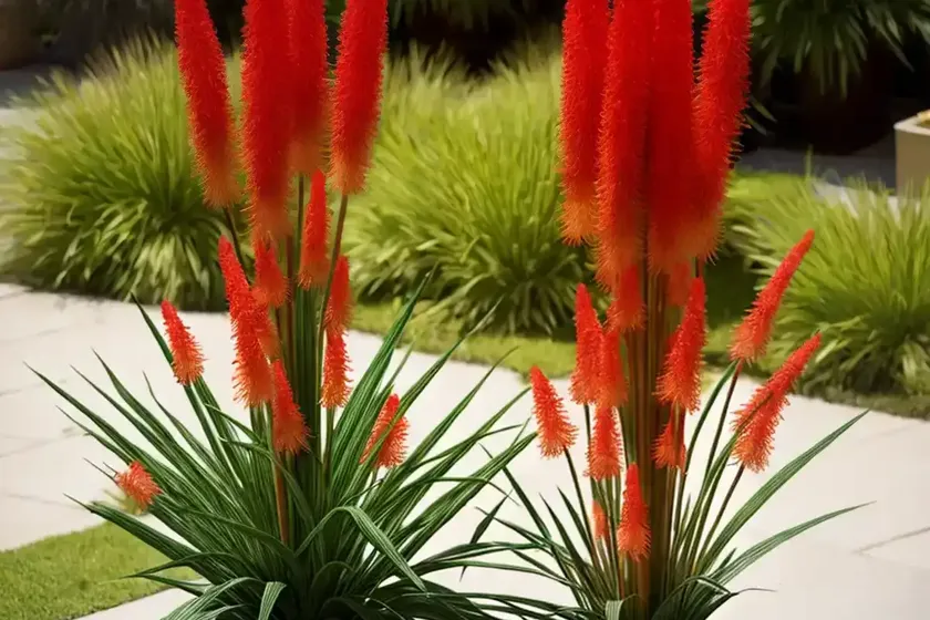 Kniphofia ember glow (red hot poker) — photo 3