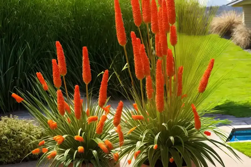 Kniphofia rooperi (red hot poker) — photo 2