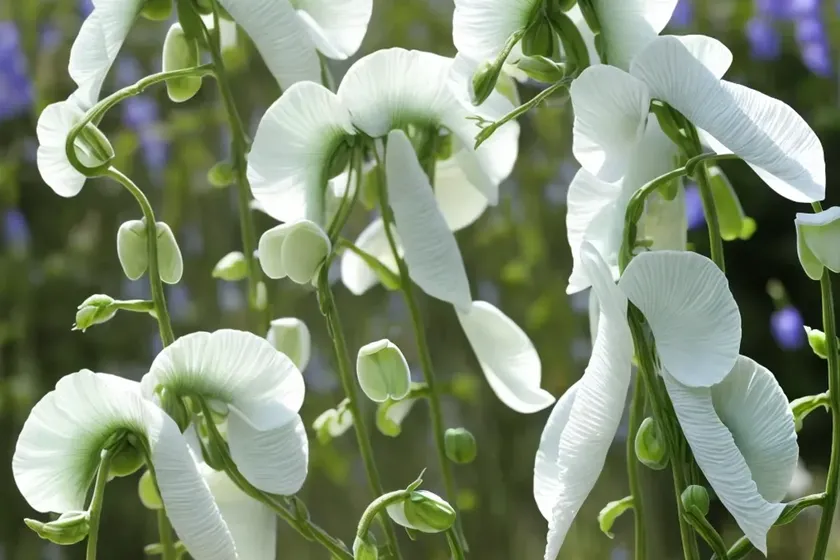 Lathyrus odoratus ‘white frills’ (sweet pea) — photo 3