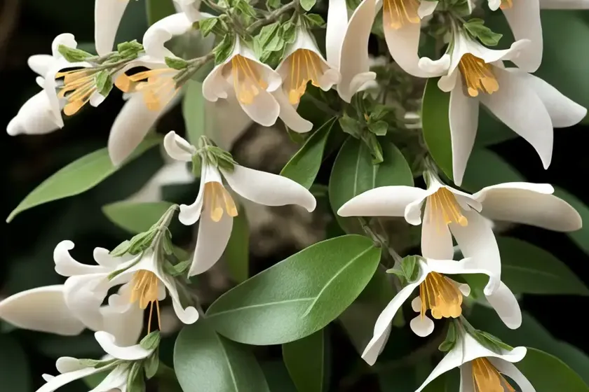Lonicera sempervirens ‘blanche sandman’ (trumpet honeysuckle)