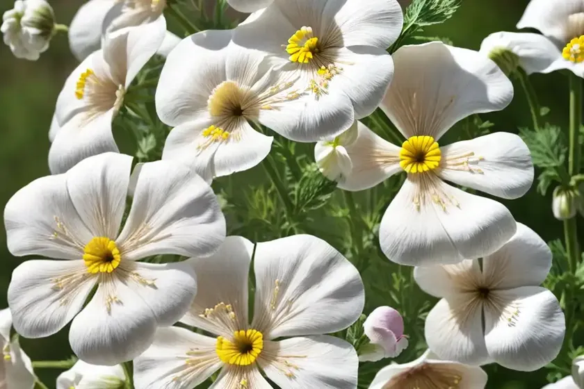 Malva moschata f. alba (white musk mallow)