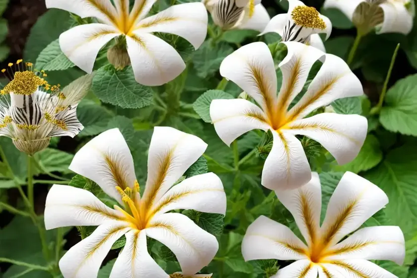 Malva sylvestris var. mauritiana ‘zebrina’ (zebra mallow) — photo 2