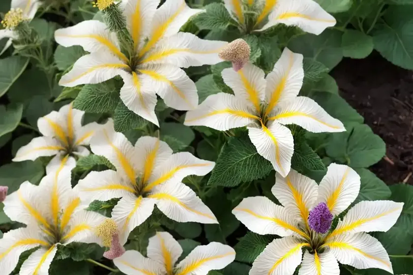 Malva sylvestris var. mauritiana ‘zebrina’ (zebra mallow) — photo 3