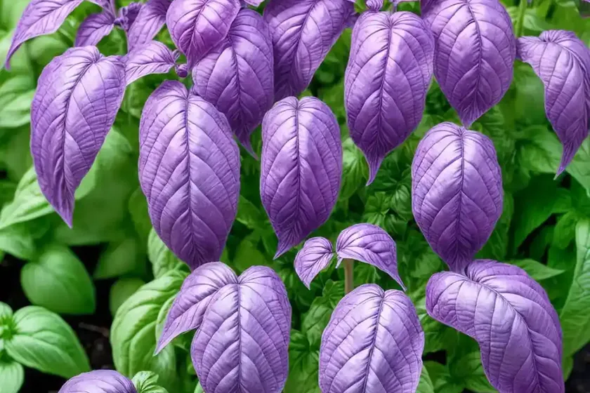 Ocimum basilicum var. purpurascens ‘purple ruffles’ (purple basil) — photo 2